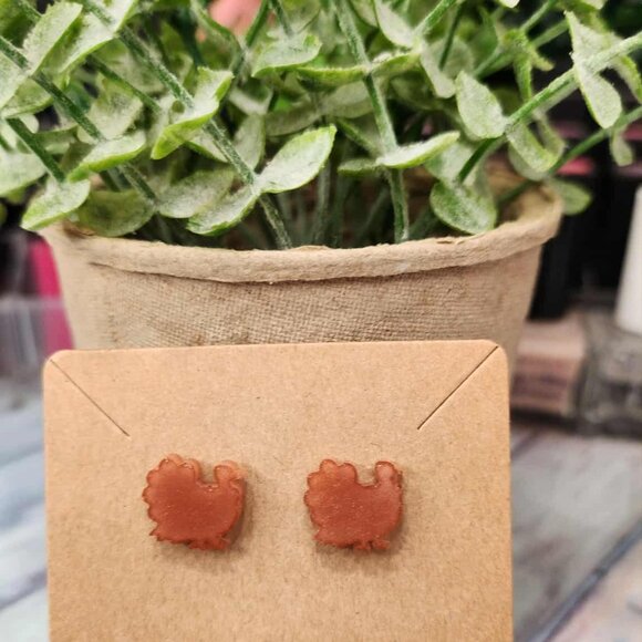 Turkey Stud Earrings – Fall Thanksgiving Earrings - Picture 1 of 5